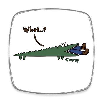 Mr. Crocodile Einfacher lustiger Comic | Cartoon-Kunstwerk - Viereckiger Kühlschrankmagnet - Weiß - Vorne