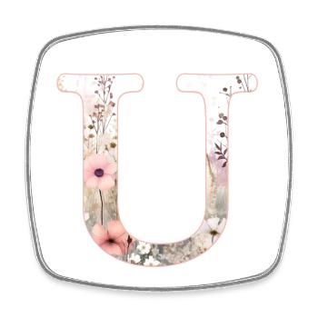 Personalizable Monogram U Floral Pattern - Square fridge magnet - white - Front