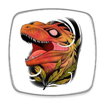 Dino raptor art - Magnet carré - blanc - Devant