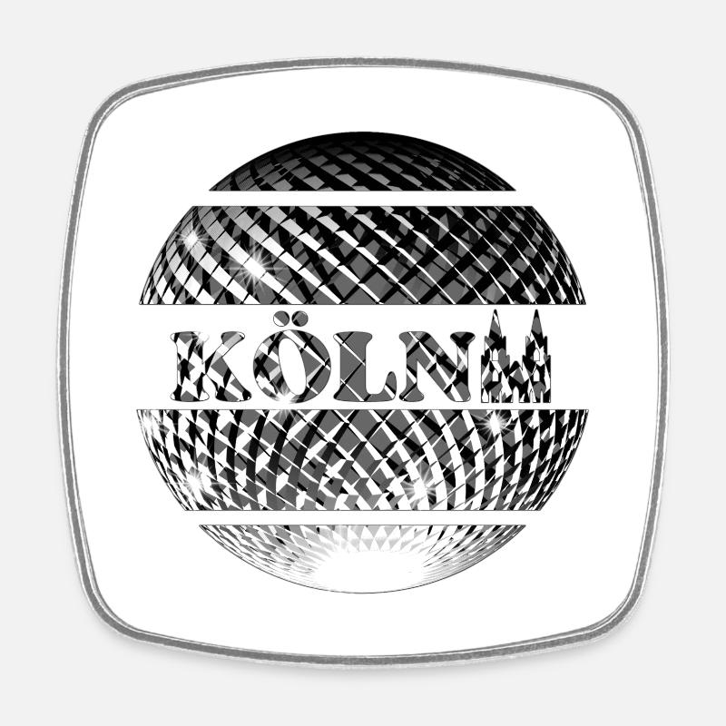 Cologne silver disco ball - Square fridge magnet - white