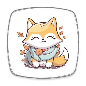 Fox - Kawaii Style - Square fridge magnet - white - Front