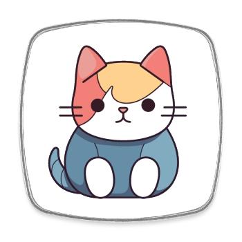 Katze - Kawaii Style - Viereckiger Kühlschrankmagnet - Weiß - Vorne