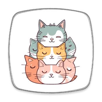 Cat - Kawaii Style - Square fridge magnet - white - Front