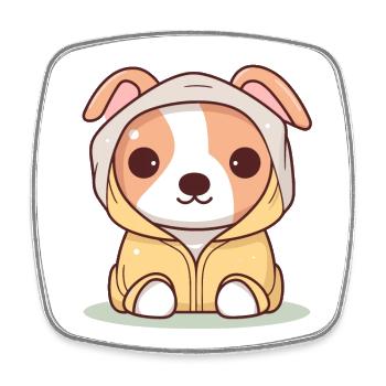 Dog - Kawaii Style - Square fridge magnet - white - Front