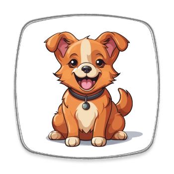 Dog - Kawaii Style - Square fridge magnet - white - Front