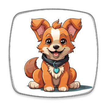 Dog - Kawaii Style - Square fridge magnet - white - Front