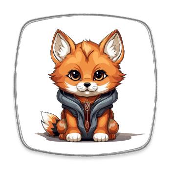 Fox - Kawaii Style - Square fridge magnet - white - Front