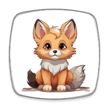 Fuchs - Kawaii Style - Viereckiger Kühlschrankmagnet - Weiß - Vorne