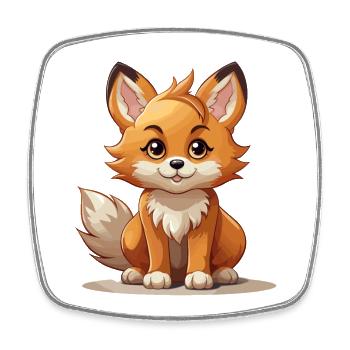 Fox - Kawaii Style - Square fridge magnet - white - Front