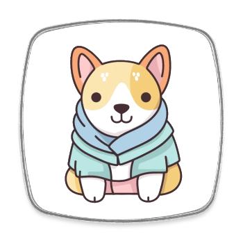 Dog - Kawaii Style - Square fridge magnet - white - Front