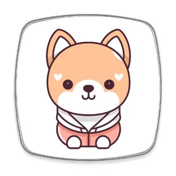 Dog - Kawaii Style - Square fridge magnet - white - Front