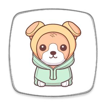 Dog - Kawaii Style - Square fridge magnet - white - Front