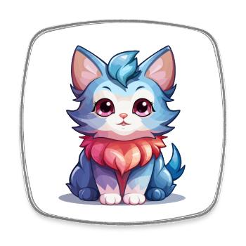Katze - Kawaii Style - Viereckiger Kühlschrankmagnet - Weiß - Vorne