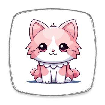 Katze - Kawaii Style - Viereckiger Kühlschrankmagnet - Weiß - Vorne
