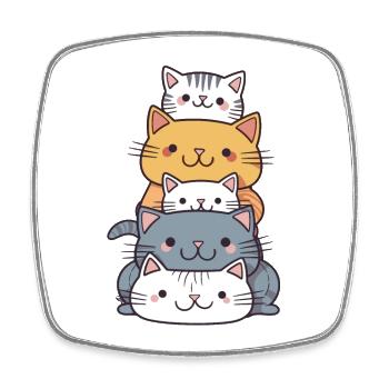 Cat - Kawaii Style - Square fridge magnet - white - Front