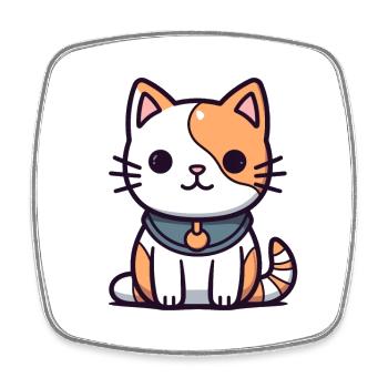 Katze - Kawaii Style - Viereckiger Kühlschrankmagnet - Weiß - Vorne