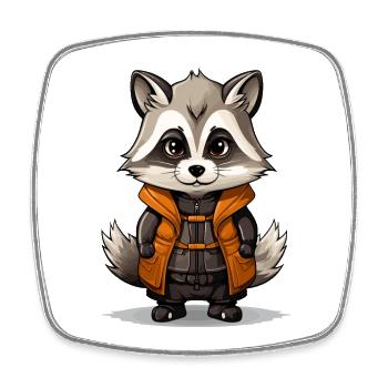 Raccoon - Kawaii Style - Square fridge magnet - white - Front