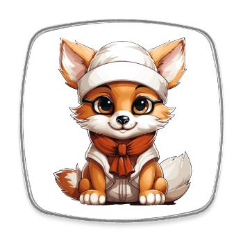 Fuchs Weihnachts Design - Kawaii Style - Viereckiger Kühlschrankmagnet - Weiß - Vorne