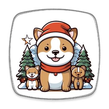 Dog Christmas Design - Kawaii Style - Square fridge magnet - white - Front