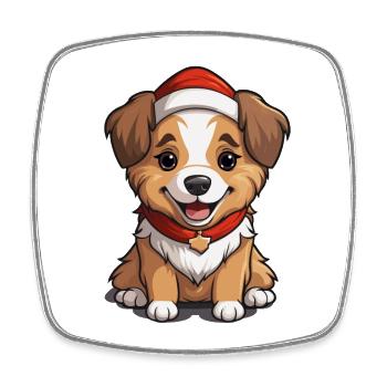 Hund Weihnachts Design - Kawaii Style - Viereckiger Kühlschrankmagnet - Weiß - Vorne