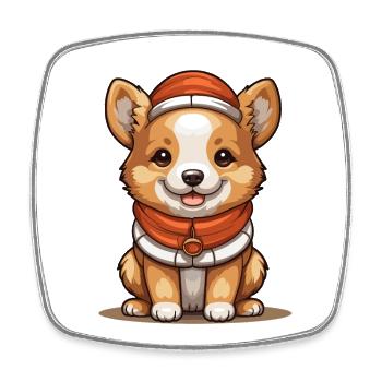 Hund Weihnachts Design - Kawaii Style - Viereckiger Kühlschrankmagnet - Weiß - Vorne