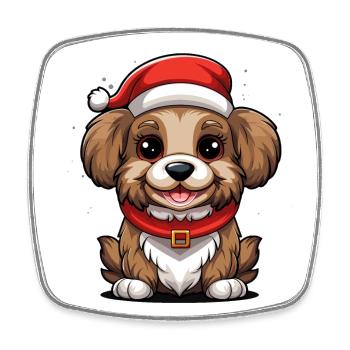 Hund Weihnachts Design - Kawaii Style - Viereckiger Kühlschrankmagnet - Weiß - Vorne
