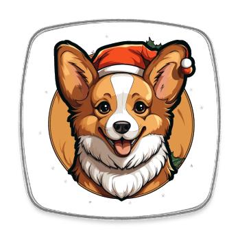 Hund Weihnachts Design - Kawaii Style - Viereckiger Kühlschrankmagnet - Weiß - Vorne