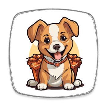 Dog Christmas Design - Kawaii Style - Square fridge magnet - white - Front