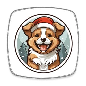 Hund Weihnachts Design - Kawaii Style - Viereckiger Kühlschrankmagnet - Weiß - Vorne