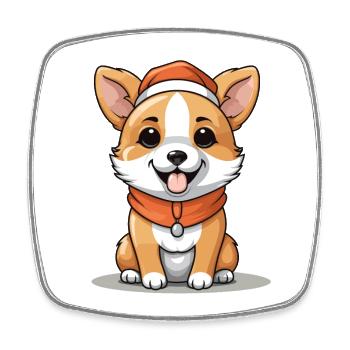 Hund Weihnachts Design - Kawaii Style - Viereckiger Kühlschrankmagnet - Weiß - Vorne