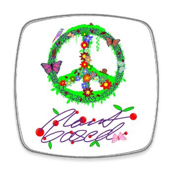 Frieden Peace Symbol Plant based Vegan Veganismus - Viereckiger Kühlschrankmagnet - Weiß - Vorne
