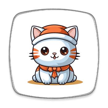Katze Weihnachts Design - Kawaii Style - Viereckiger Kühlschrankmagnet - Weiß - Vorne