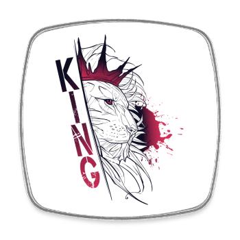 Sketch trash lion - KING - Magnet carré - blanc - Devant