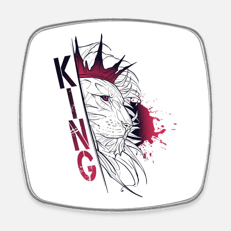 Sketch trash lion - KING - Magnet carré - blanc