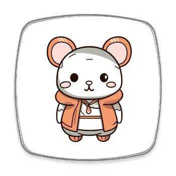 Mouse - Kawaii Style - Square fridge magnet - white - Front
