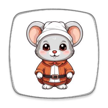 Mouse Christmas Design - Kawaii Style - Square fridge magnet - white - Front