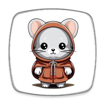 Mouse Christmas Design - Kawaii Style - Square fridge magnet - white - Front