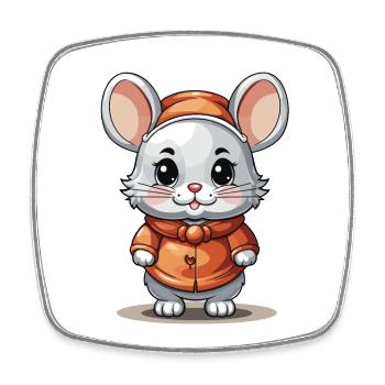 Maus Weihnachts Design - Kawaii Style - Viereckiger Kühlschrankmagnet - Weiß - Vorne