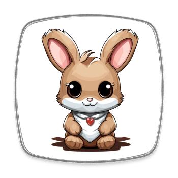 Hase - Kawaii Style - Viereckiger Kühlschrankmagnet - Weiß - Vorne