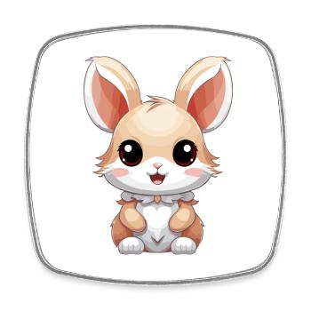 Hase - Kawaii Style - Viereckiger Kühlschrankmagnet - Weiß - Vorne