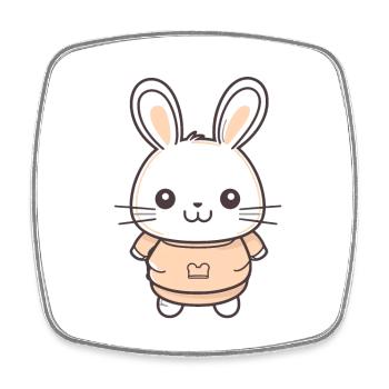 Hase - Kawaii Style - Viereckiger Kühlschrankmagnet - Weiß - Vorne