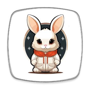 Hase Weihnachts Design - Kawaii Style - Viereckiger Kühlschrankmagnet - Weiß - Vorne