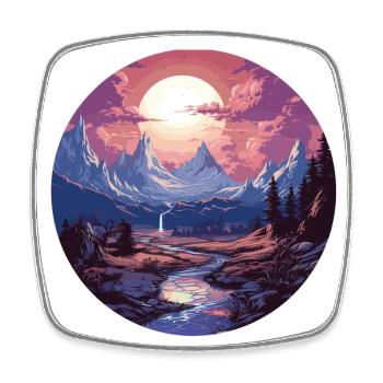 Paysage - Illustration - Magnet carré - blanc - Devant