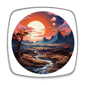 Landscape - Illustration - Square fridge magnet - white - Front