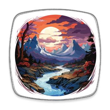 Landscape - Illustration - Square fridge magnet - white - Front