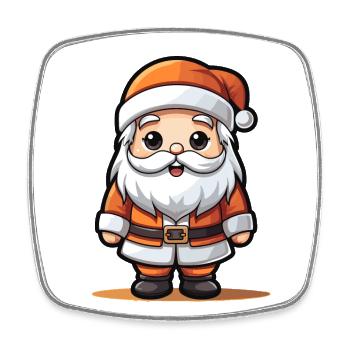 Weihnachtsmann Design - Kawaii Style - Viereckiger Kühlschrankmagnet - Weiß - Vorne