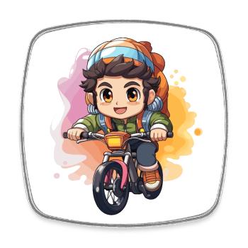 Fahrradfahrer Design - Kawaii Style - Viereckiger Kühlschrankmagnet - Weiß - Vorne