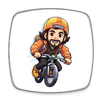 Fahrradfahrer Design - Kawaii Style - Viereckiger Kühlschrankmagnet - Weiß - Vorne