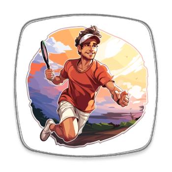 Joueur de tennis - Illustration - Magnet carré - blanc - Devant