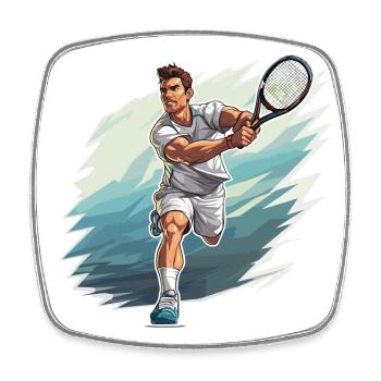 Tennis Player - Illustration - Square fridge magnet - white - Front